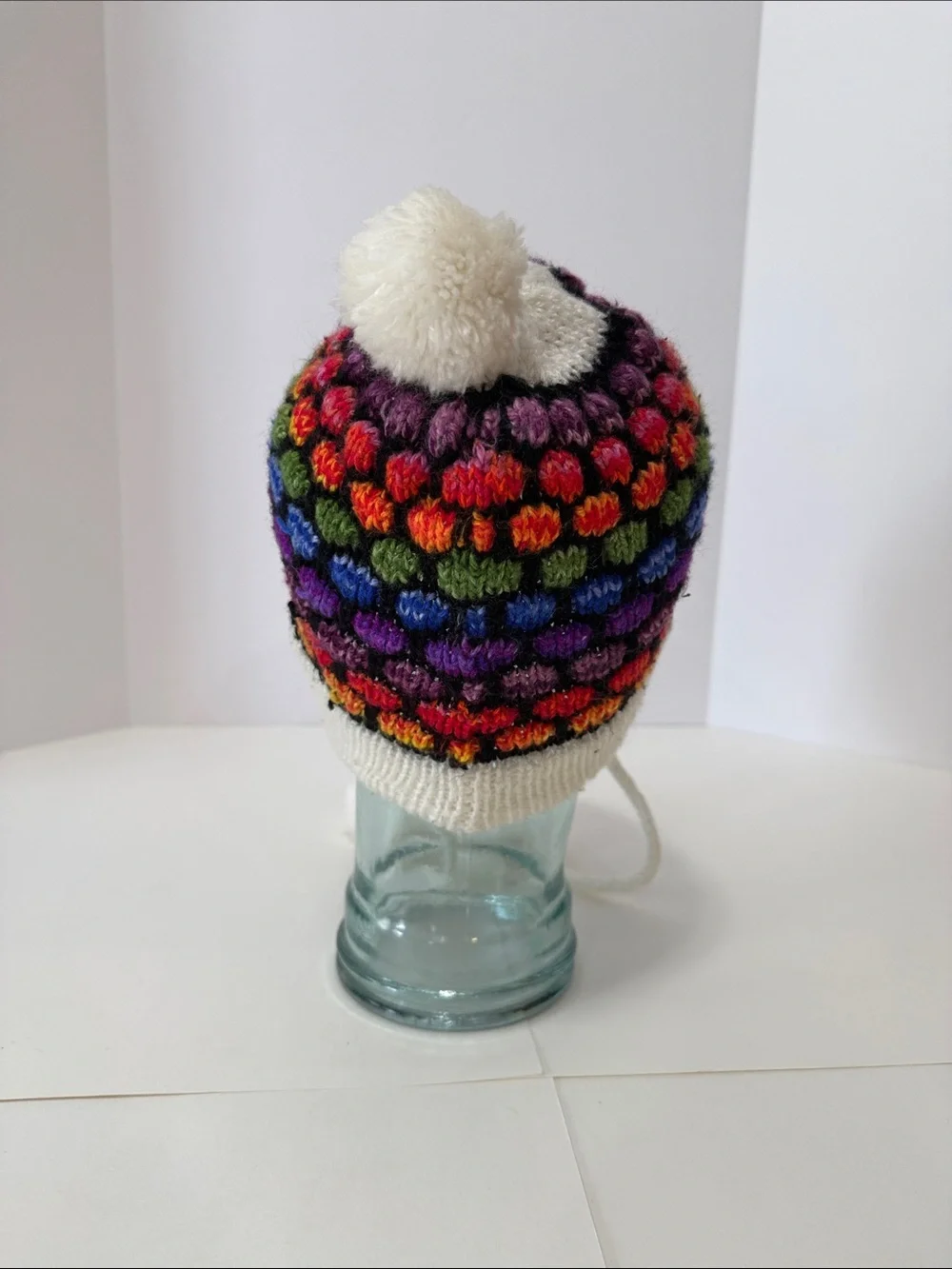 CUSCO Colorful Knit Earflap Beanie with Pom Poms